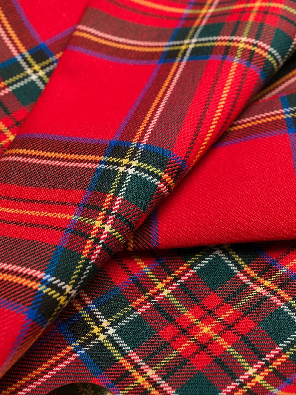 double-breasted tartan check dress - 6