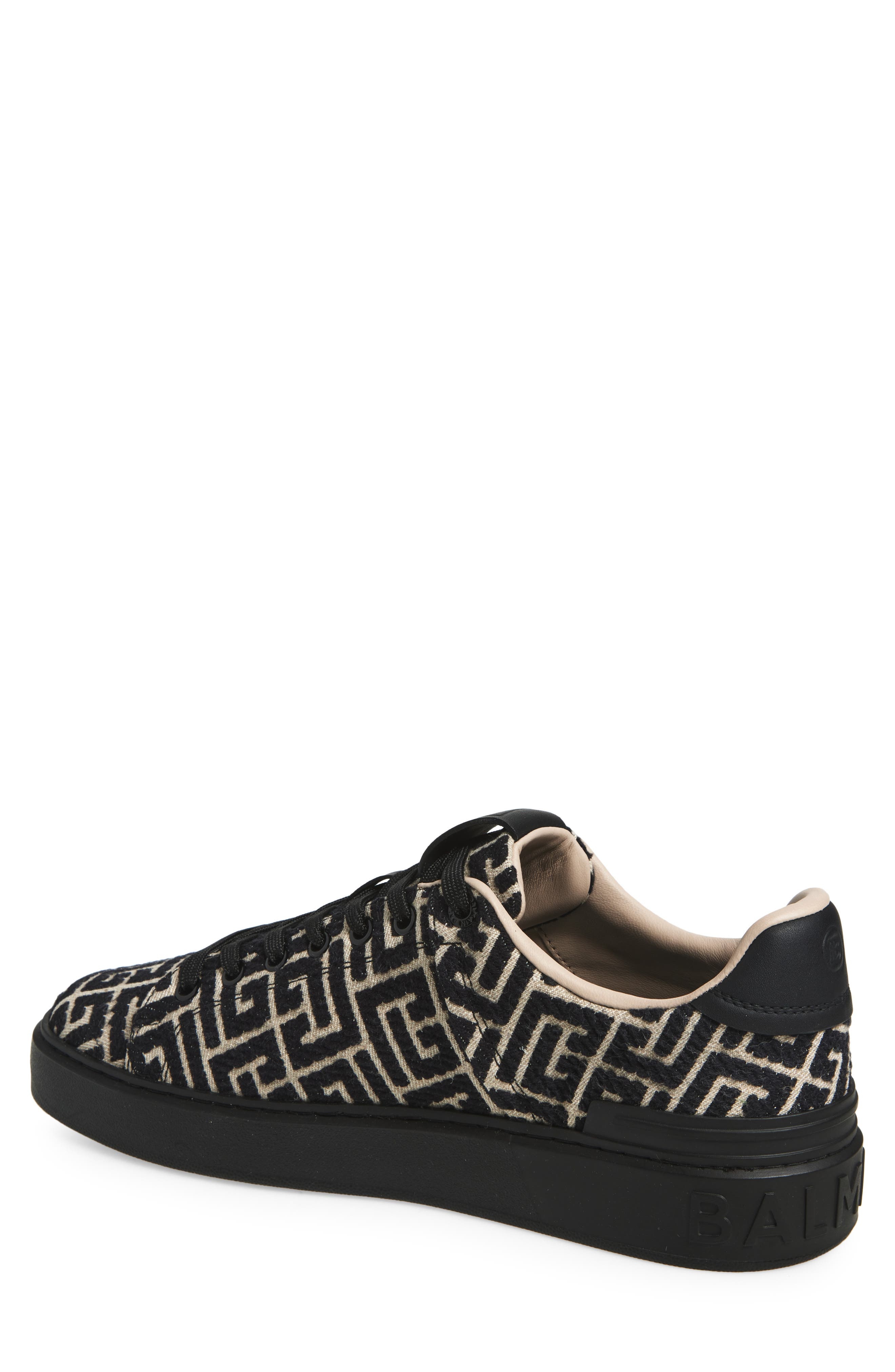 Balmain B-Court Monogram Jacquard Low Top Sneaker in Edk Black/Ivory at Nordstrom - 2