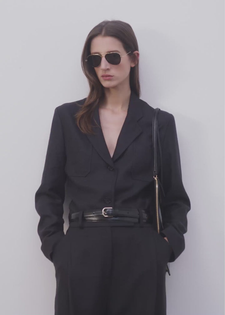 Slim viscose linen blazer charcoal mélange - 6
