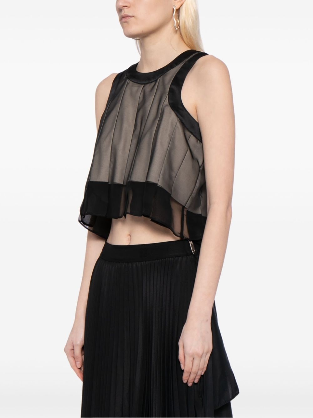 pleated cropped blouse - 3