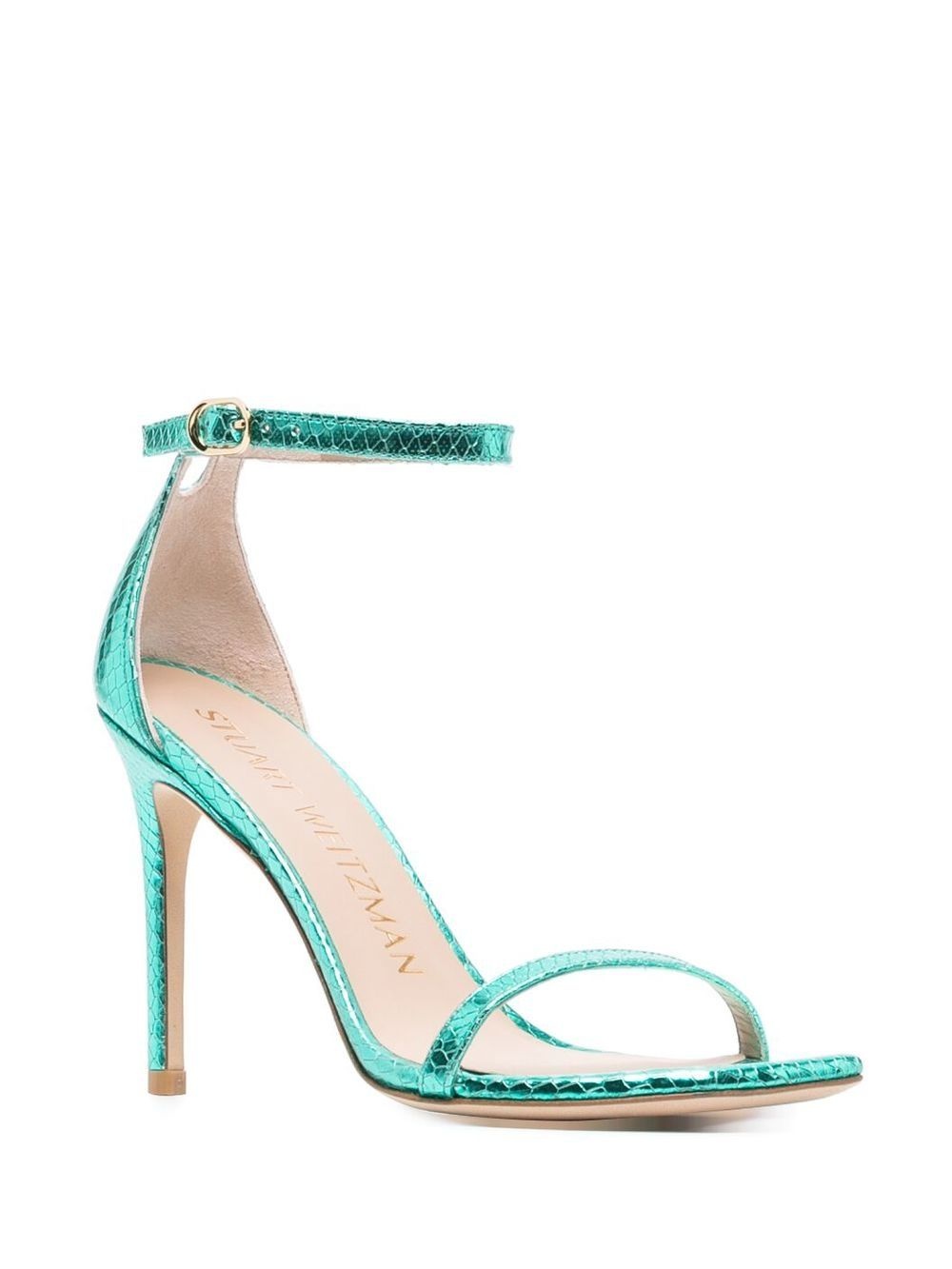 100mm snakeskin-effect stiletto sandals - 2