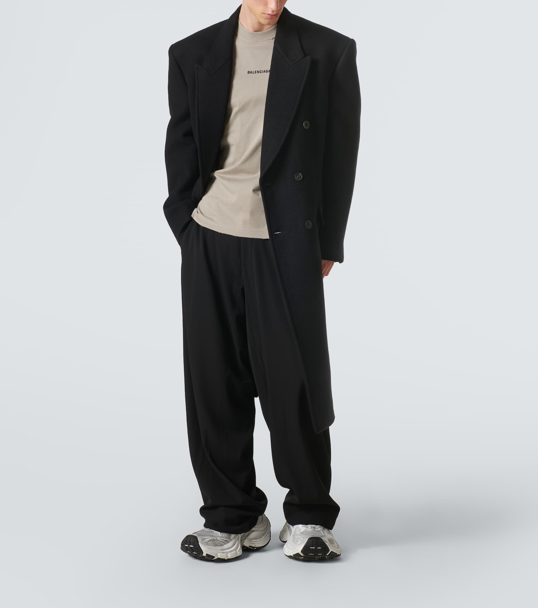 Double-breasted cashmere and wool overcoat - 2