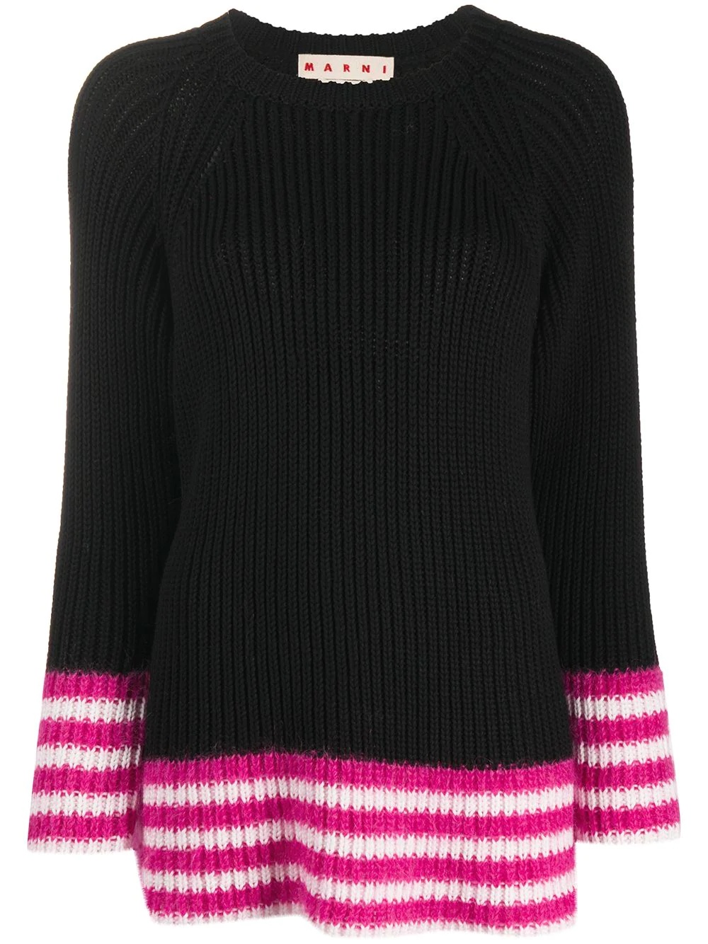 striped hem crew neck jumper - 1