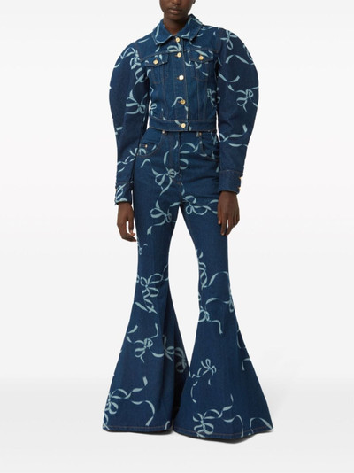 NINA RICCI graphic-print long-length flared trousers outlook