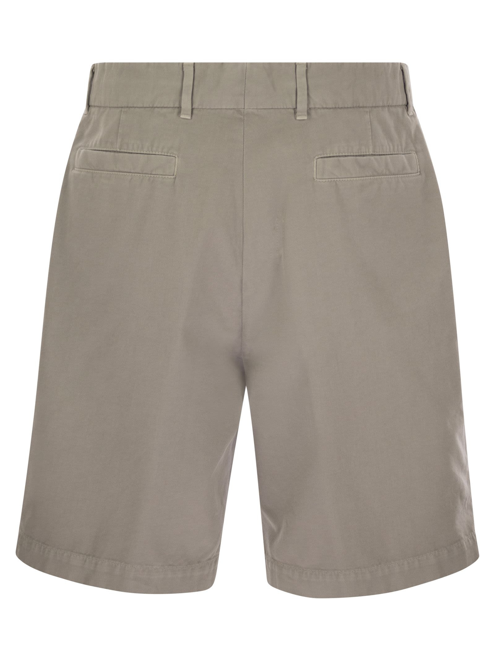Brunello Cucinelli Men Cotton Gabardine Bermuda Shorts - 2