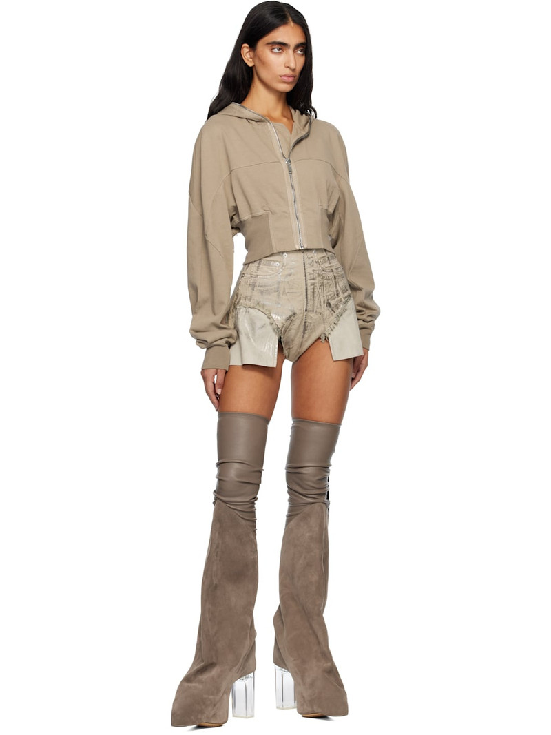 Rick Owens DRKSHDW Taupe Concordians Collage Hoodie outlook