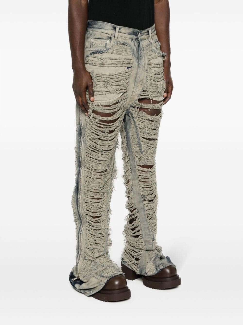 distressed-finish slim-cut jeans - 3