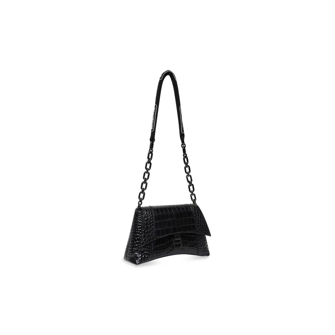 Women's Downtown Small Shoulder Bag With Chain Crocodile Embossed in Black - 3