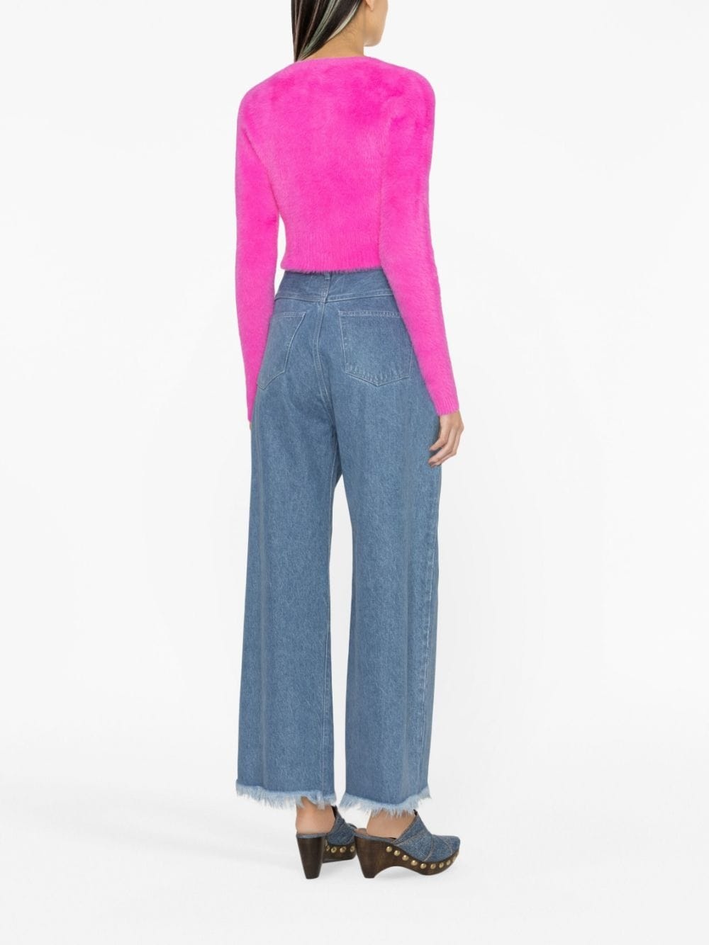 La Maille logo-charm cropped knitted cardigan - 4