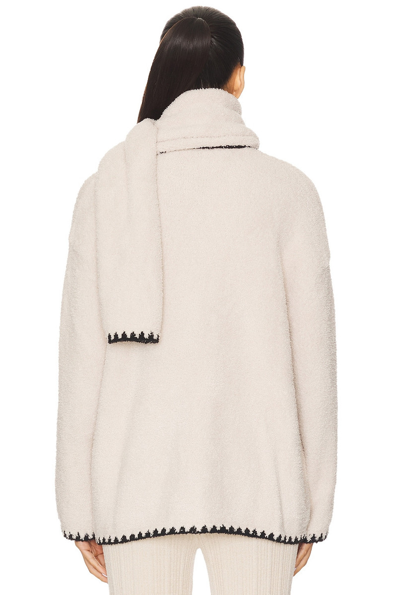 Barefoot Dreams CozyChic Blanket Stitch Cardigan With Detachable Scarf outlook