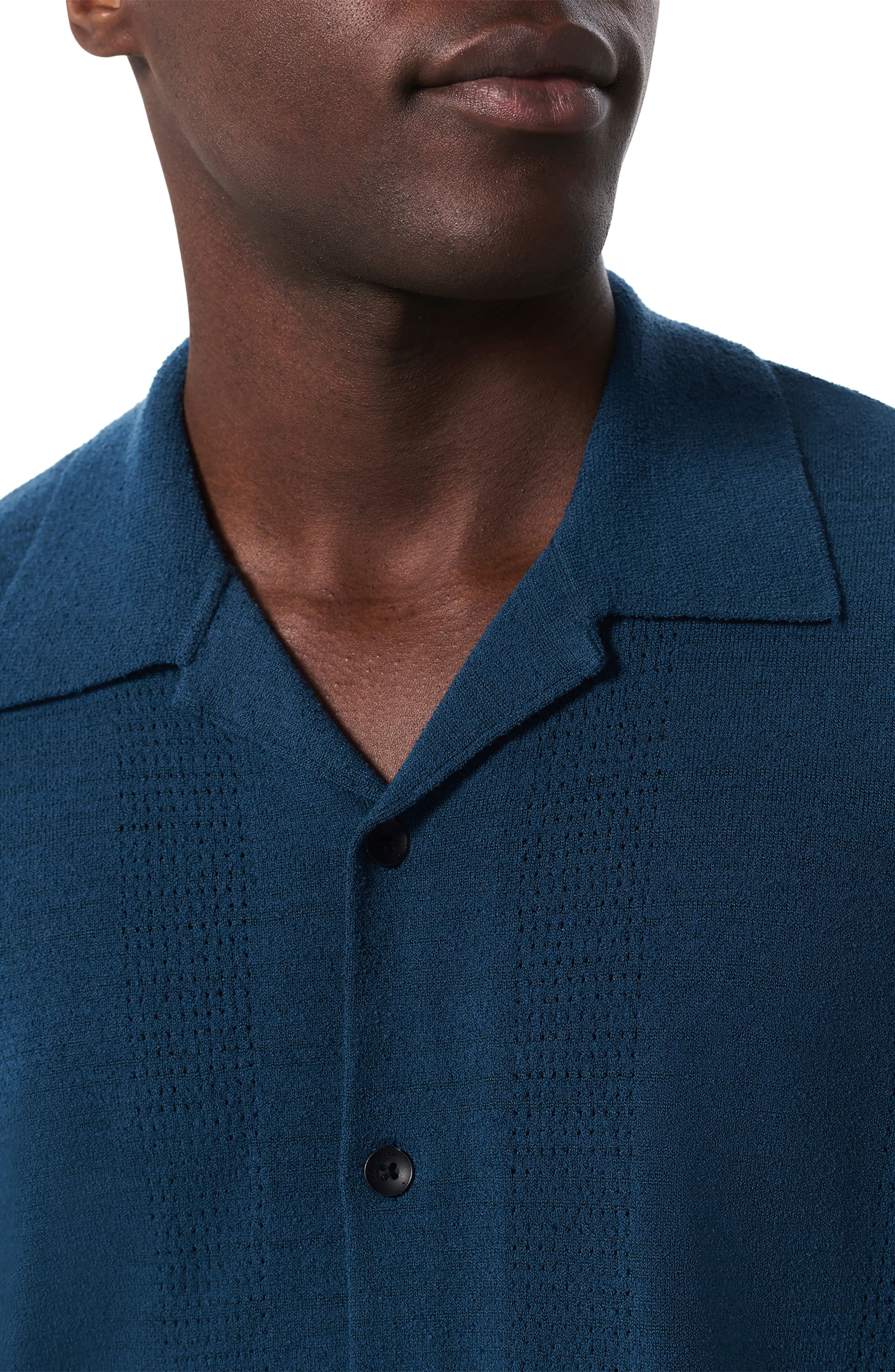 rag & bone Zuma Pointelle Short Sleeve Knit Camp Shirt in Mnlt at Nordstrom - 2