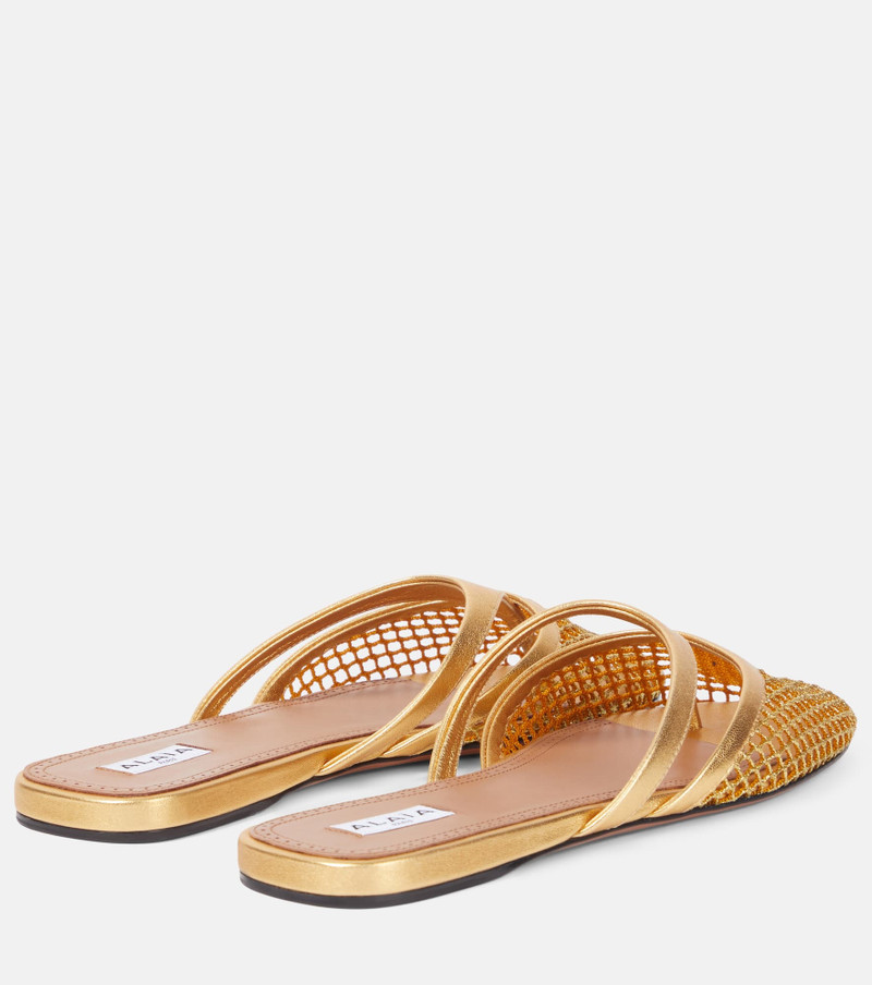 net-panelled 가죽 mules 2