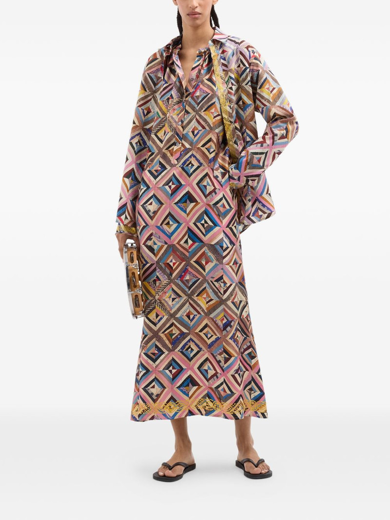 Pierre-Louis Mascia balloon-sleeve geometric-pattern midi dress outlook