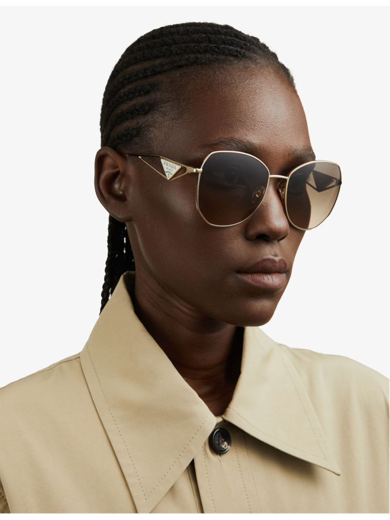 Prada PR 57YS aviator steel and polyamide sunglasses outlook