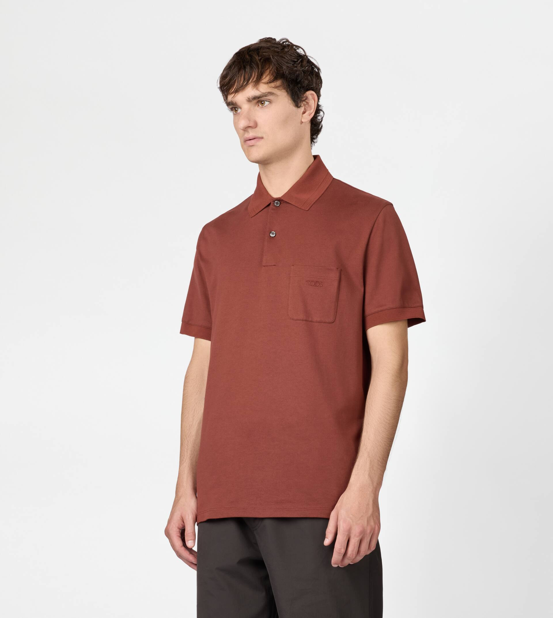 POLO SHIRT IN JERSEY - BROWN - 3