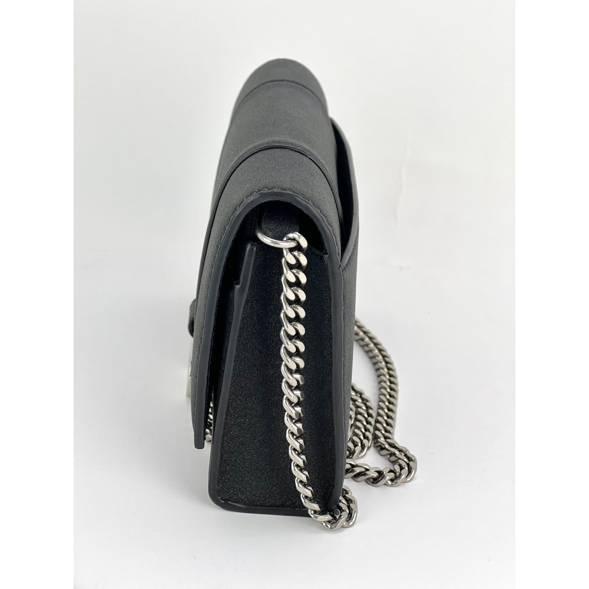 BALENCIAGA Hourglass Wallet On Chain Black Glitter Clutch Shoulder Bag - 10