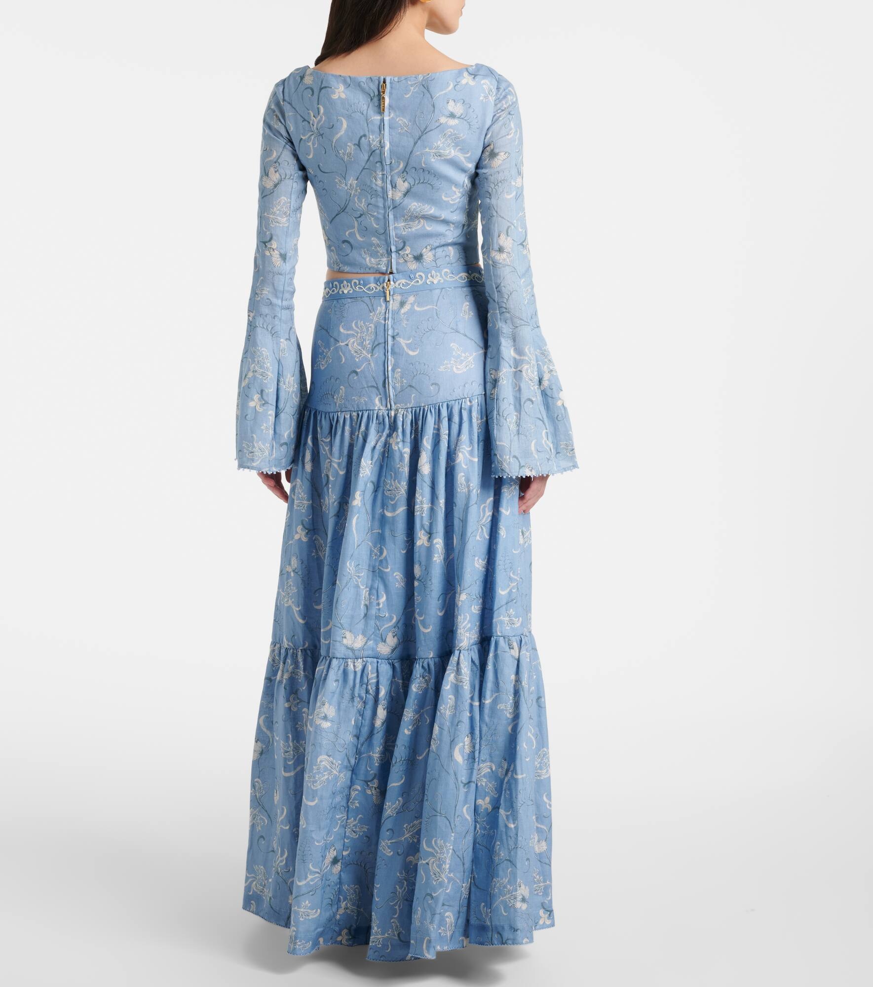 Anis Lymanopoda floral linen maxi skirt - 3