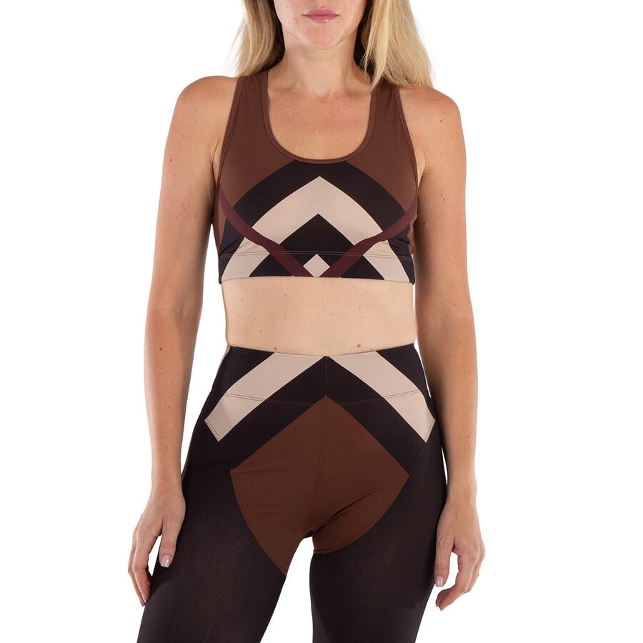 Burberry Dark Birch Brown Immy Chevron Check Print Cropped Top - 3