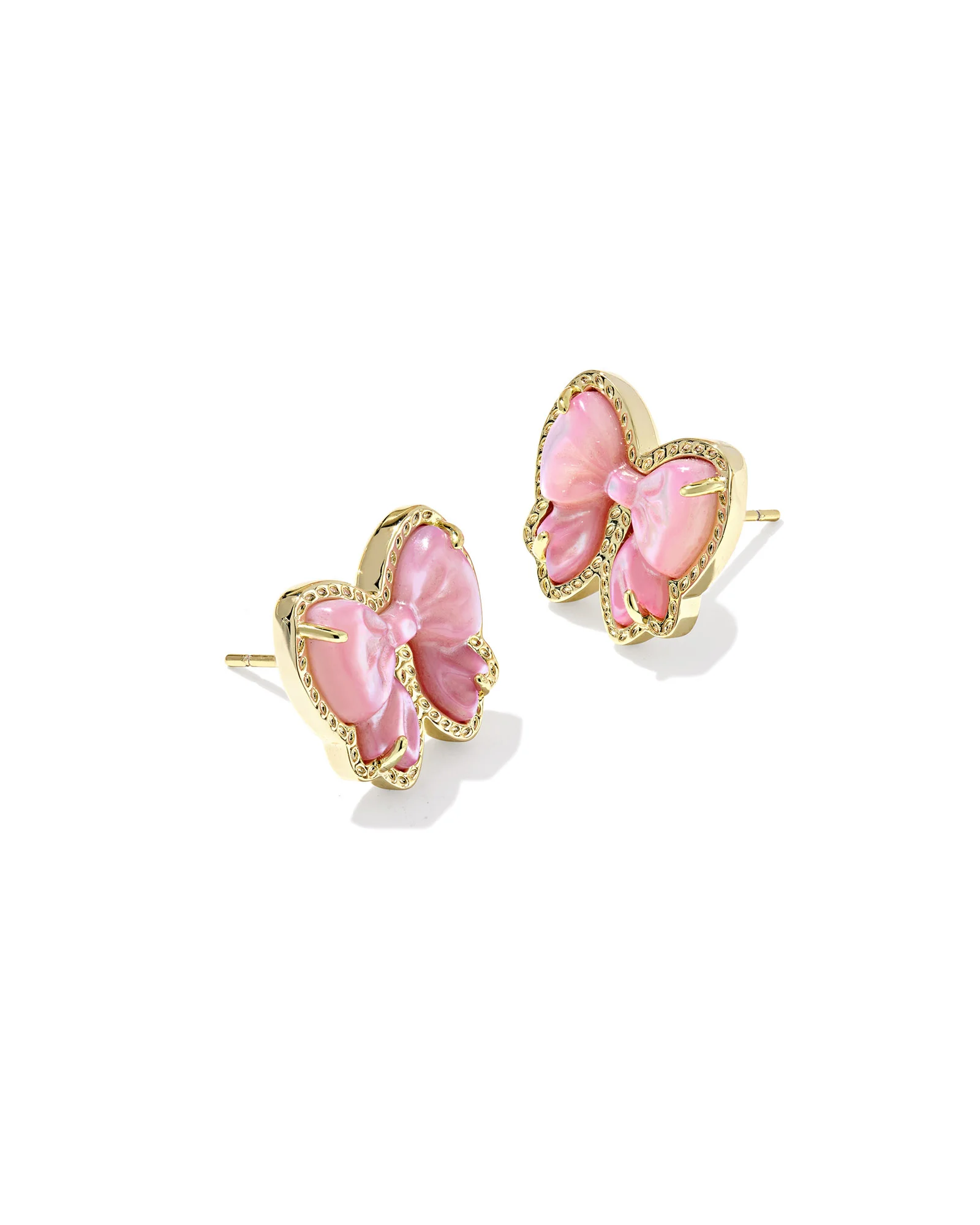 Haley Bow Gold Stud Earrings - 1