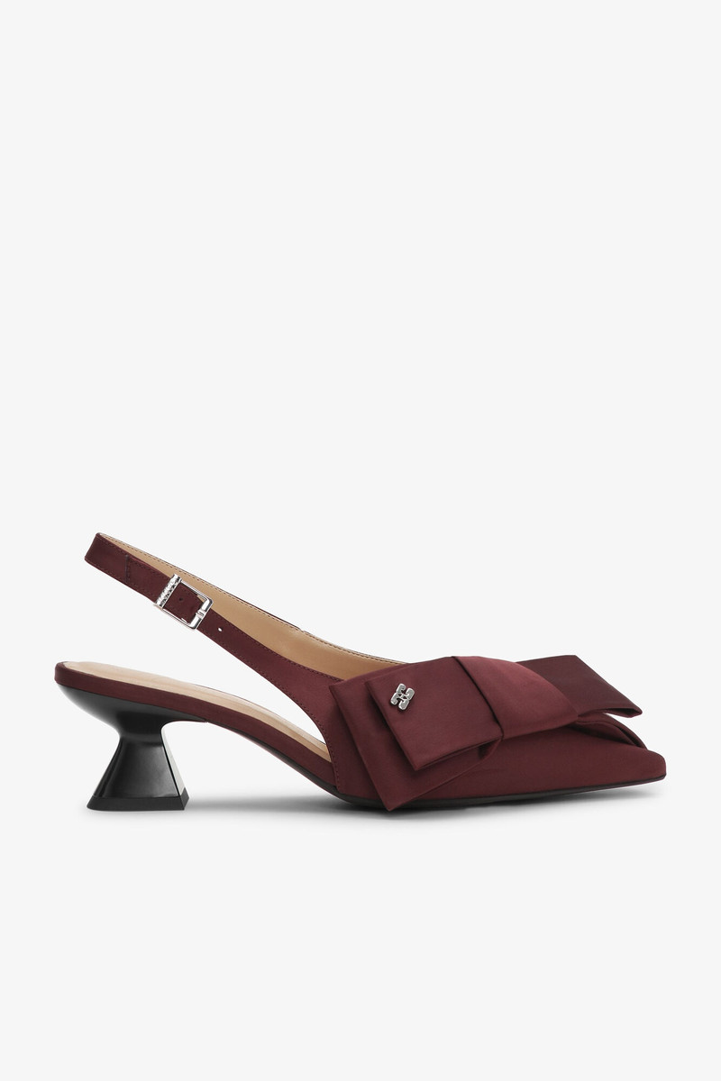 BURGUNDY BOW KITTEN HEEL PUMPS 1