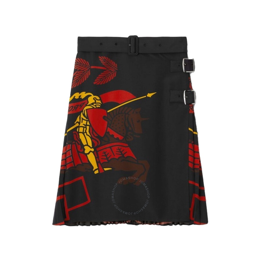 Burberry EKD Print Belted Silk Skirt - 1