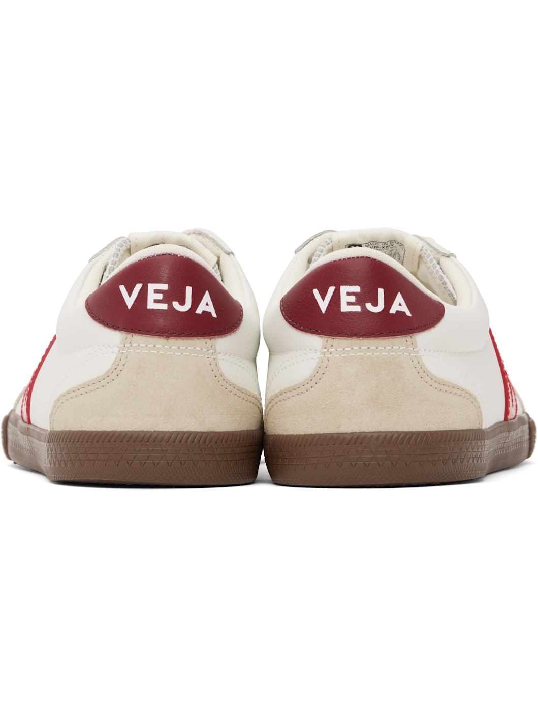 White & Red Volley Leather Sneakers - 2