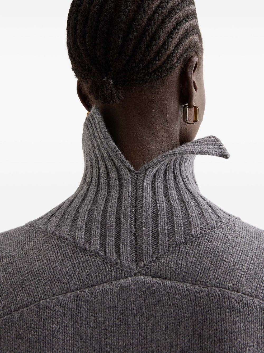 high-neck ribbed-cuff sweater - 3