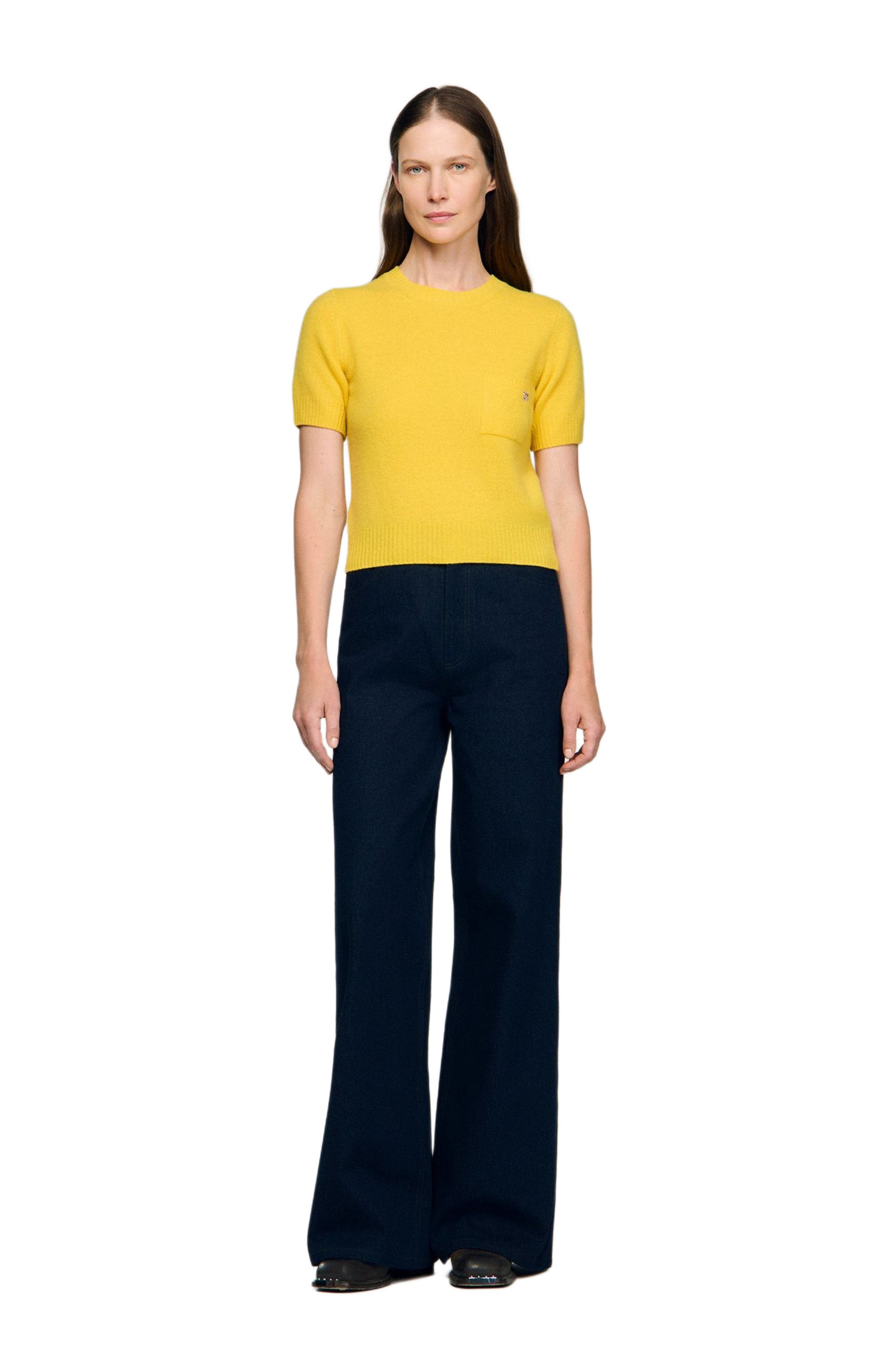 SANDRO Short-sleeve sweater in Gold Yellow at Nordstrom - 3