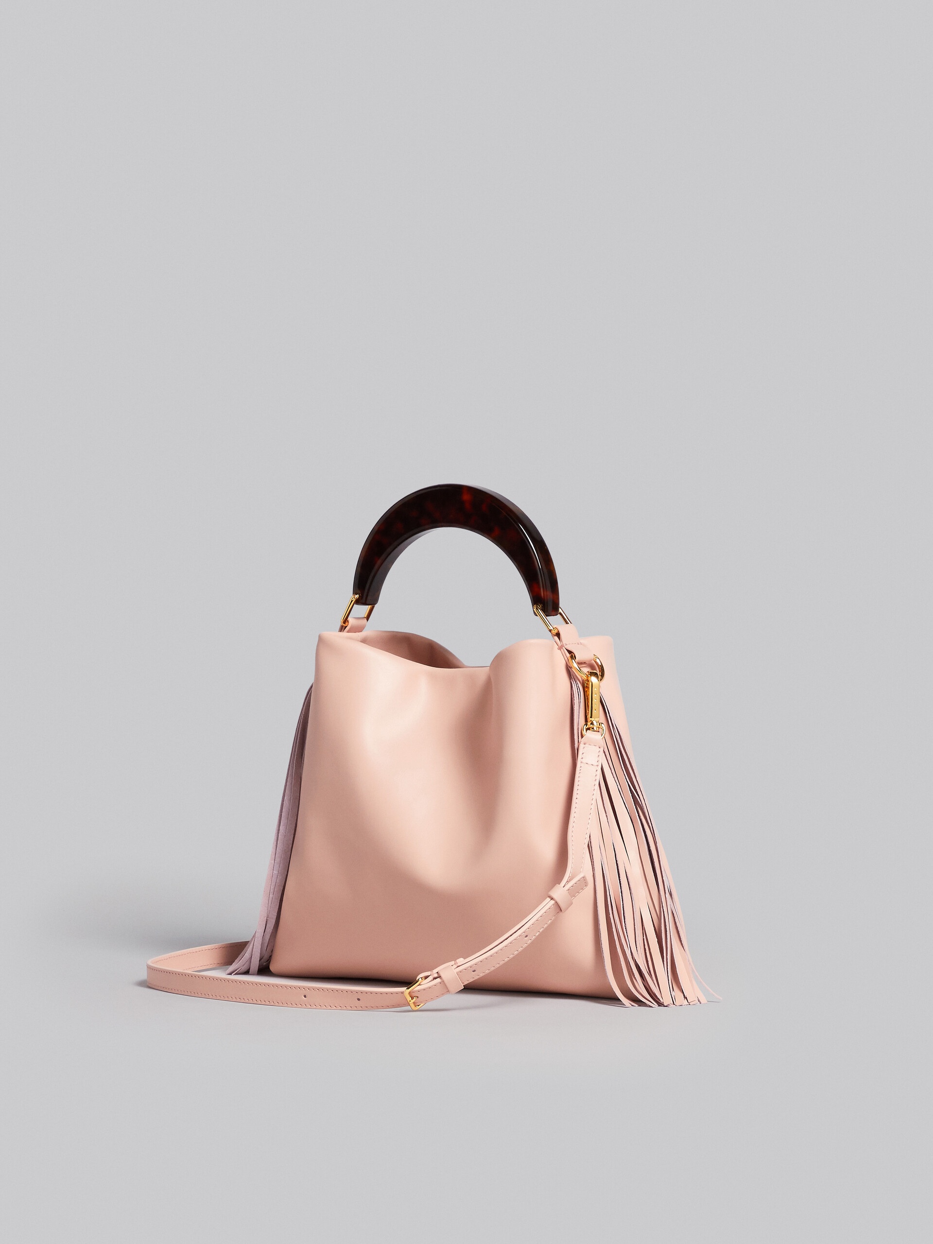 VENICE SMALL BAG IN PINK LEATHER WITH FRINGES - 3