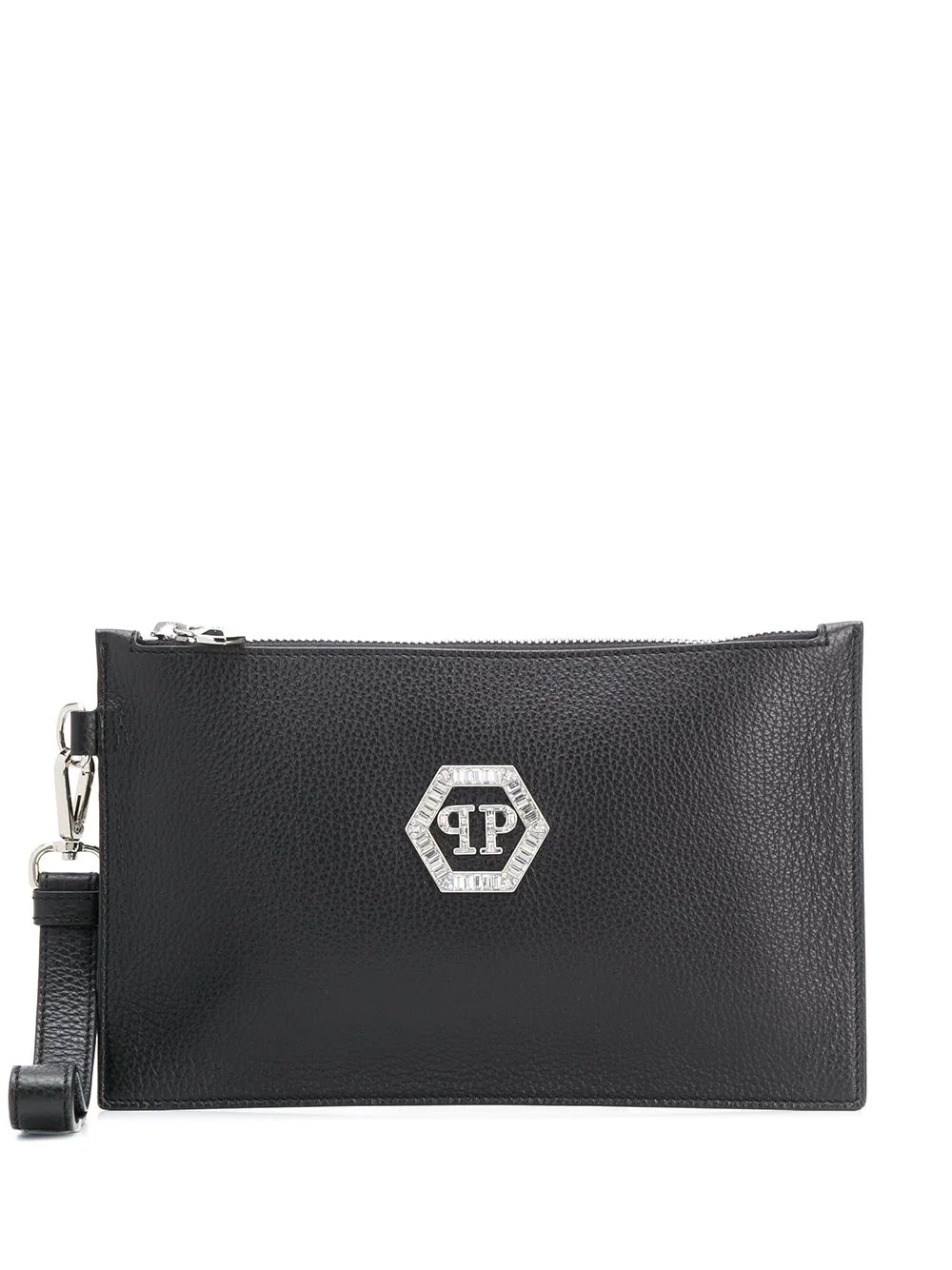 zipped logo plaque clutch - 1