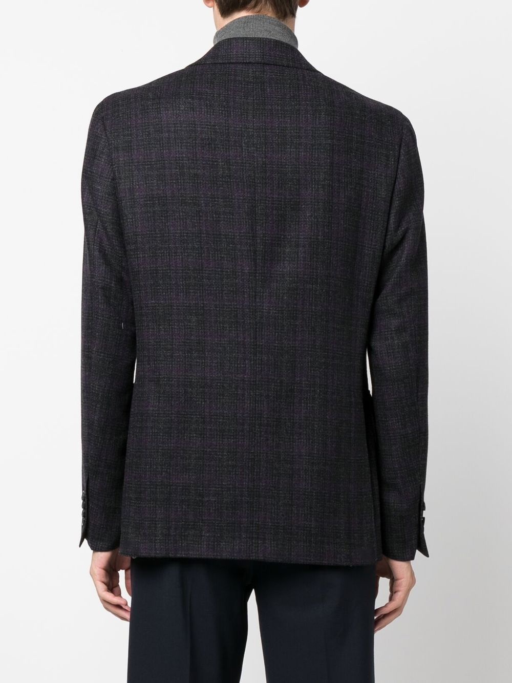 checked single-breasted blazer - 4