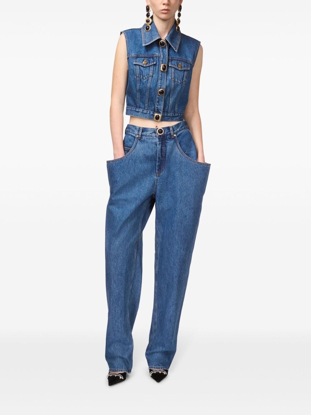 flared-pocket jeans - 2