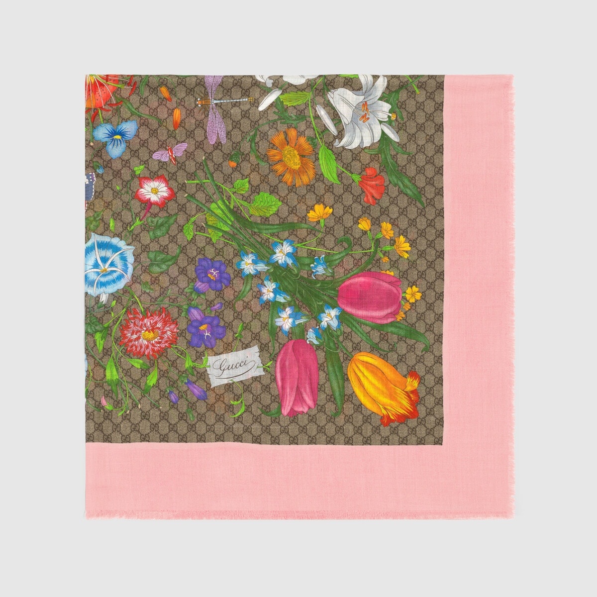 GG Flora print wool silk shawl - 2