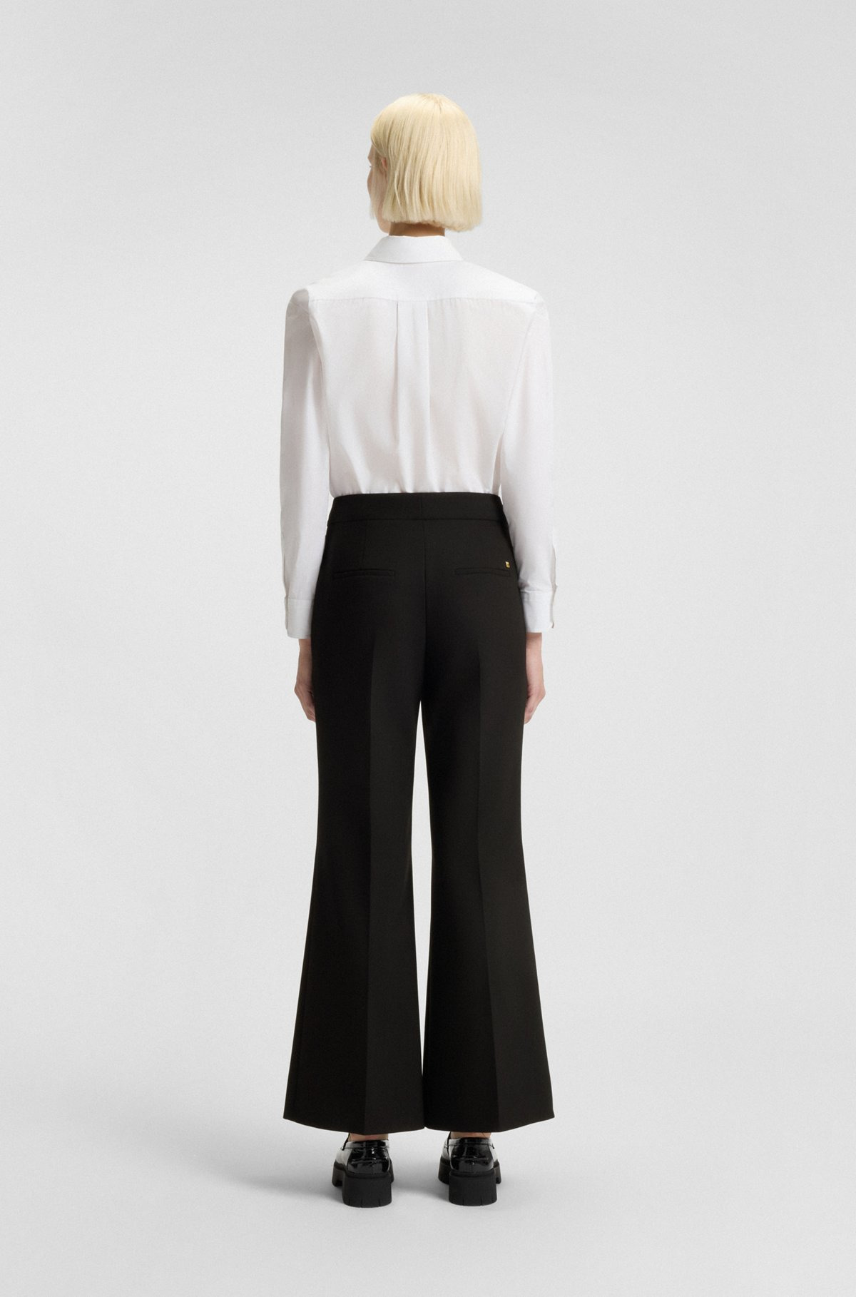 REGULAR-FIT PANTS WITH WIDE LEG IN STRETCH FABRIC - 4