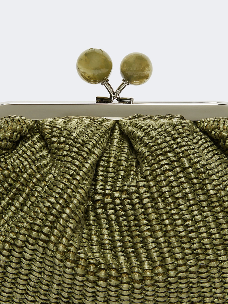 PALMAS Small raffia-effect Pasticcino Bag - SAGE GREEN 5