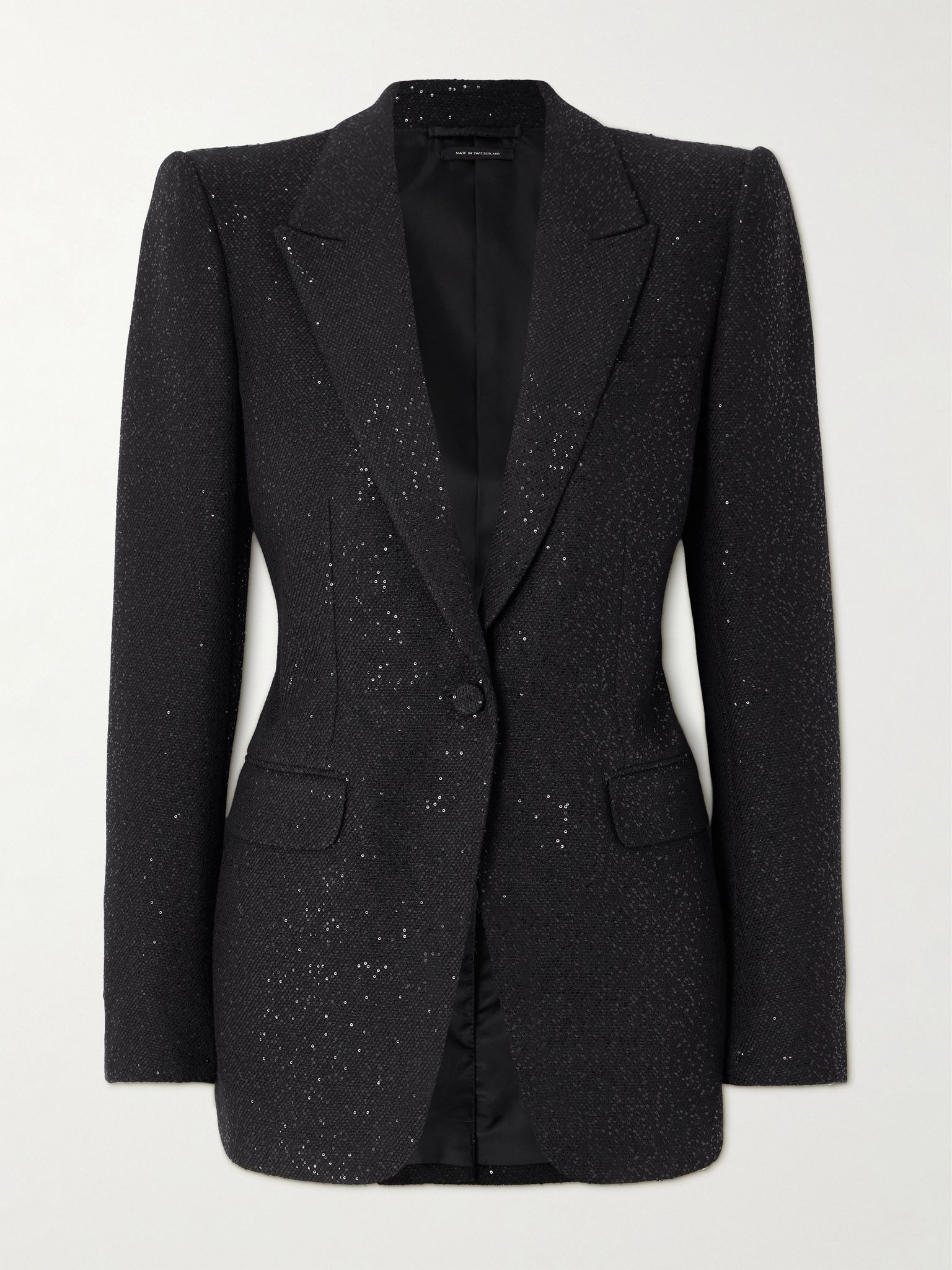 Sequin-embellished wool-blend blazer Black - 1