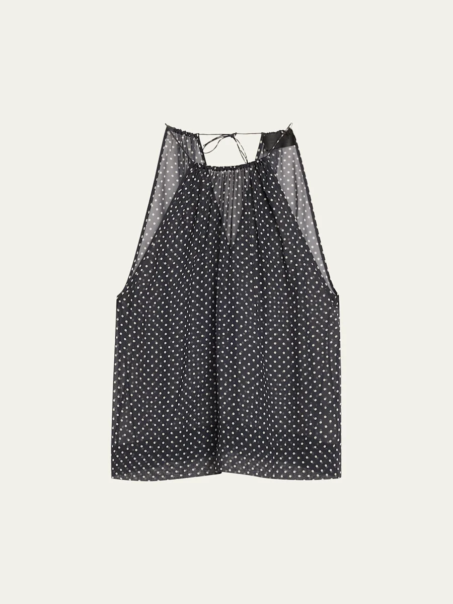 Nikki Silk Polka Dot Halter Top - 1