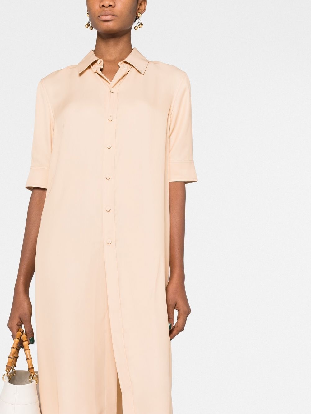 short-sleeve midi shirtdress - 5