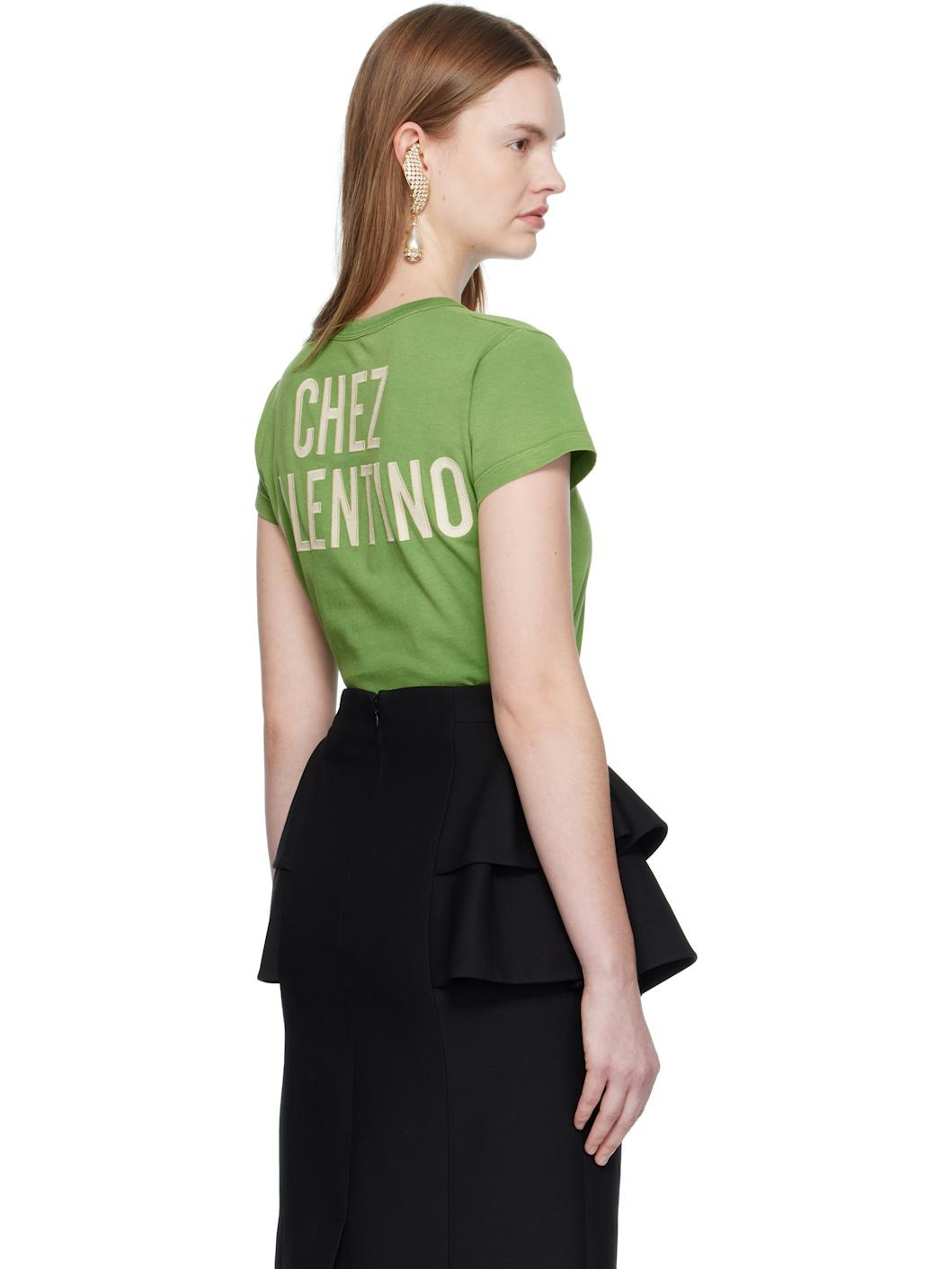 Green Printed Cotton T-shirt - 3