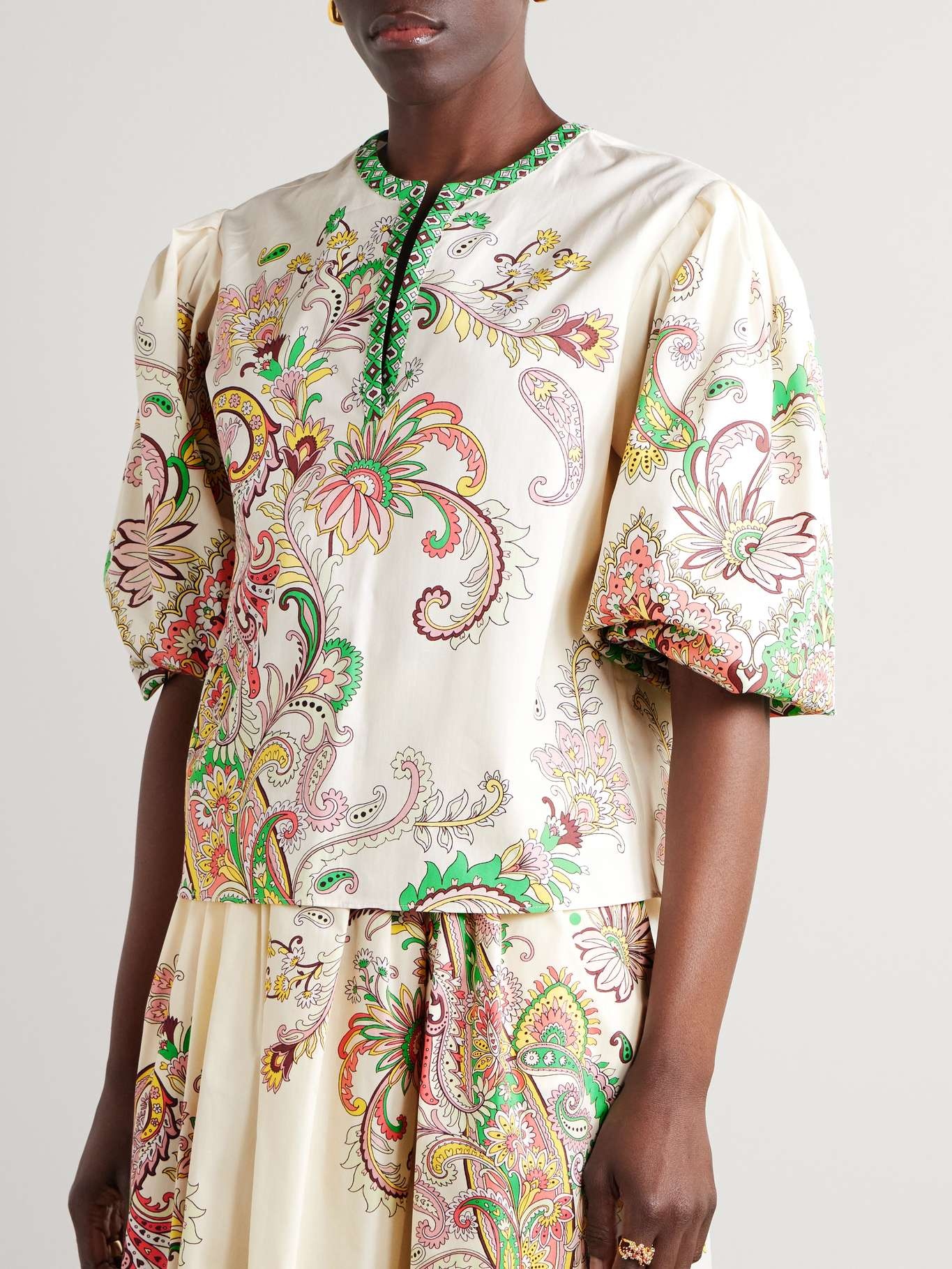 Printed cotton-poplin blouse White - 3