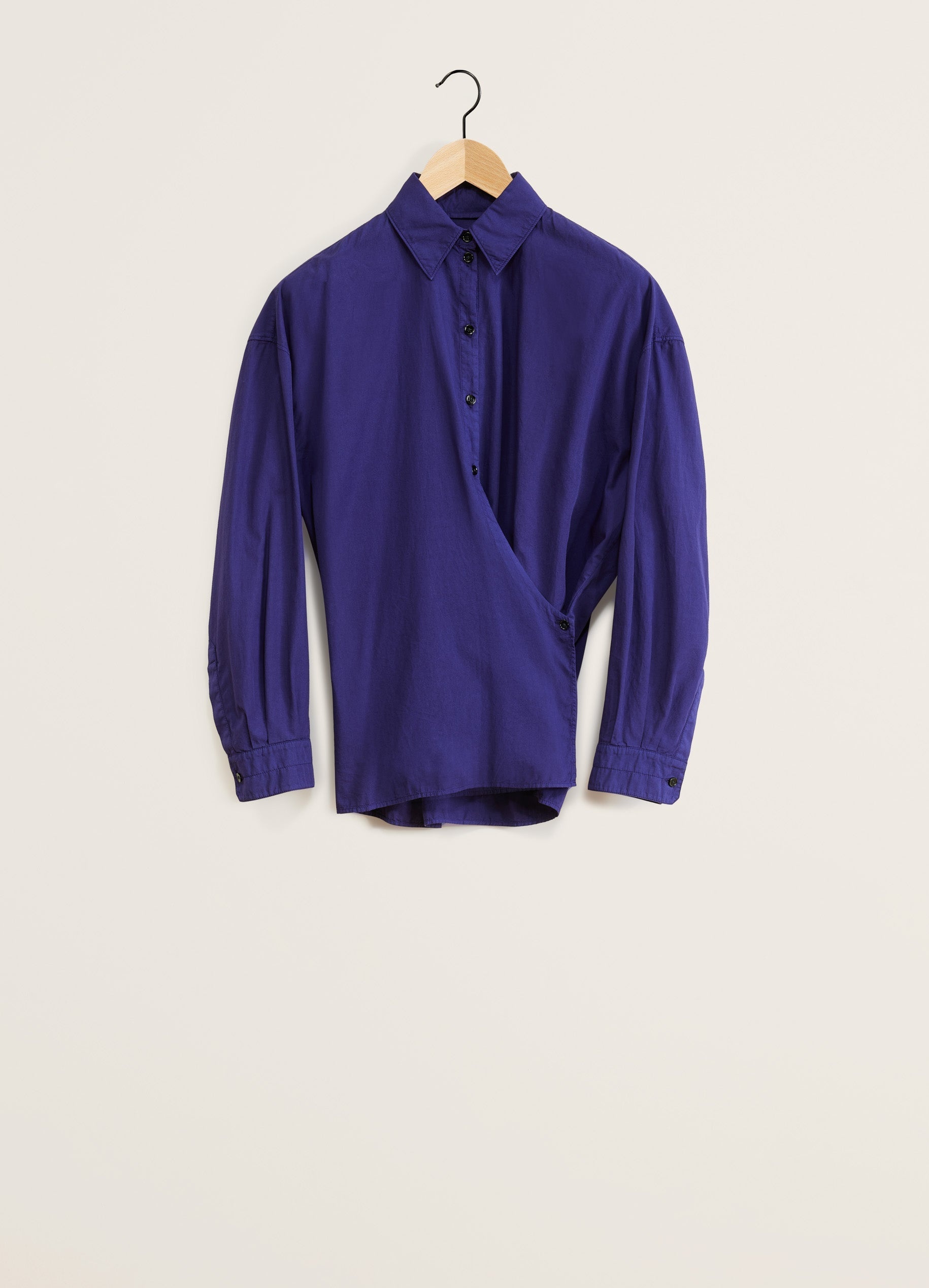 STRAIGHT COLLAR TWISTED SHIRT - 1