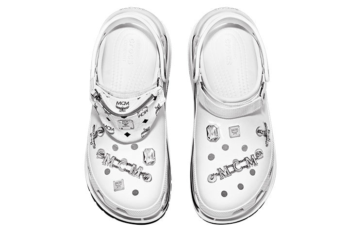 Crocs x MCM Mega Crush Clogs 'White Silver' MEXDAMM08WT - 4