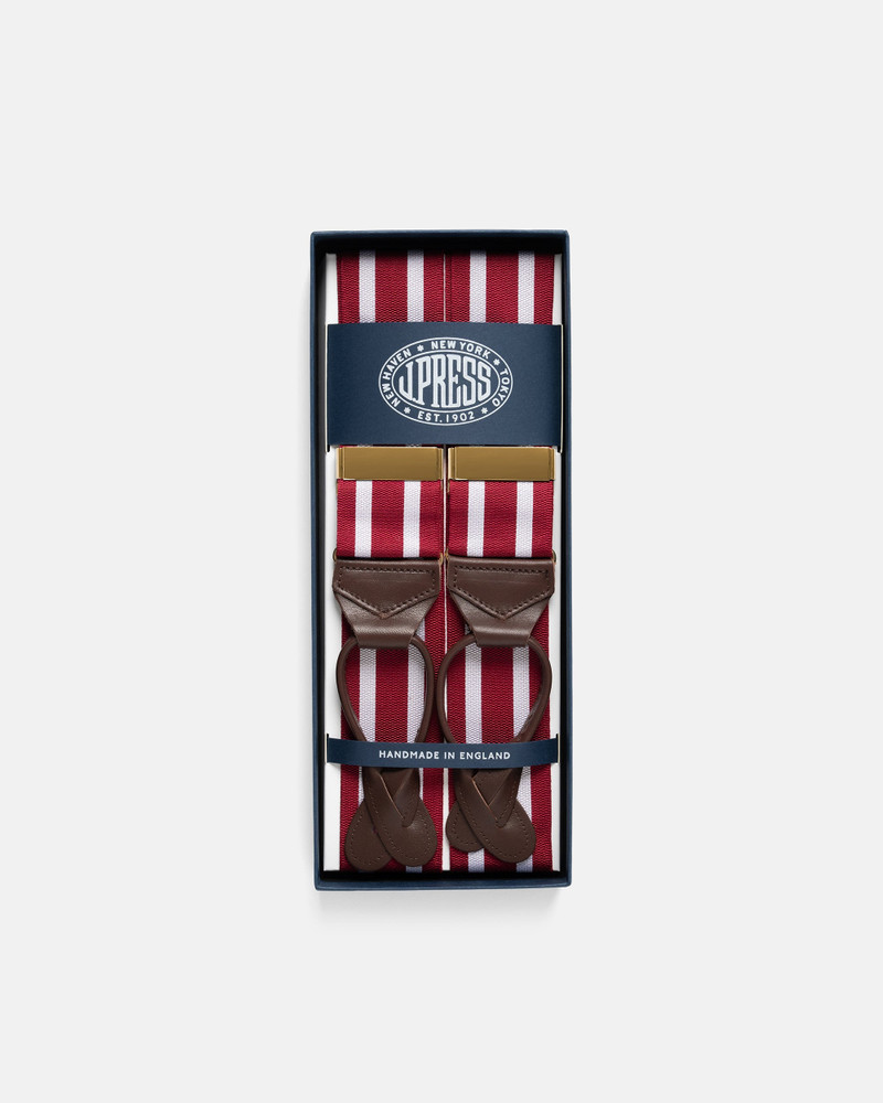 J. PRESS MADE-IN-ENGLAND RED & WHITE STRIPED BARATHEA BRACES outlook