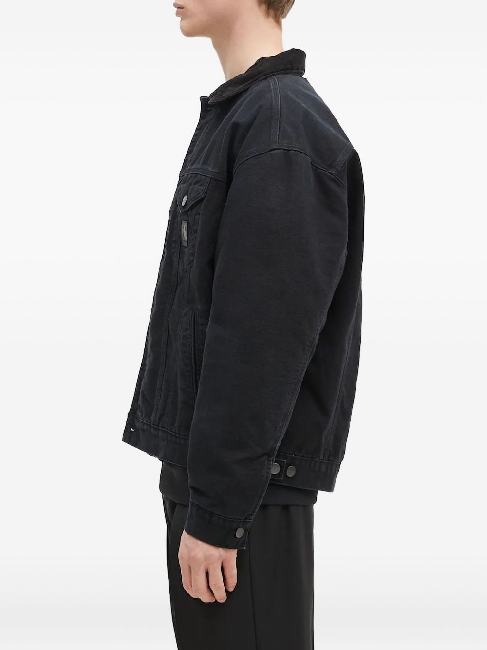 corduroy-collar denim jacket - 2
