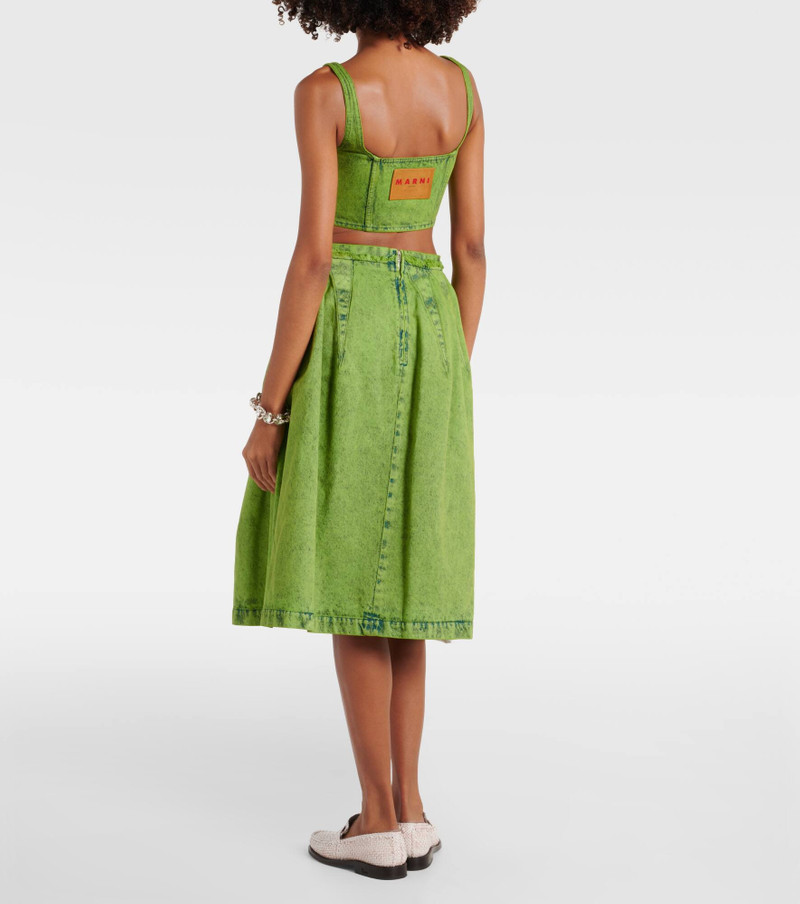 Pleated denim midi skirt 3