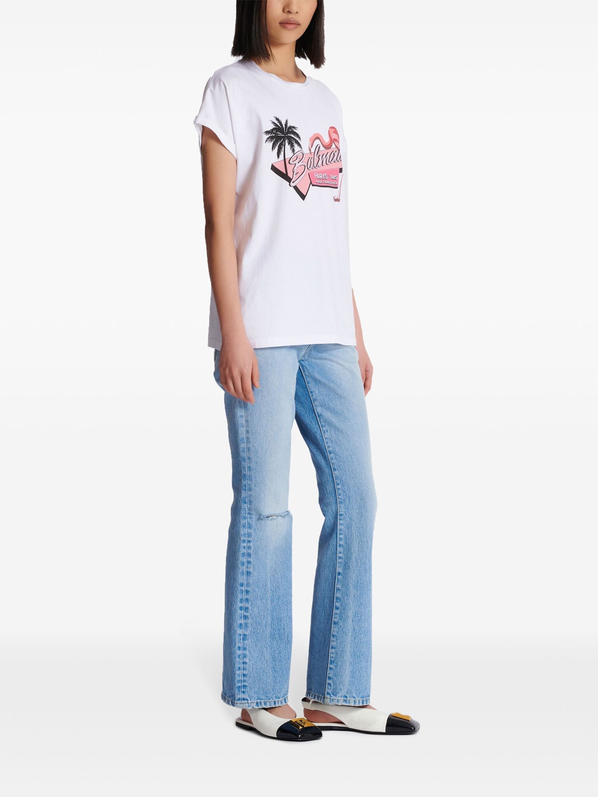 White Flamingo-print cotton T-shirt - 3