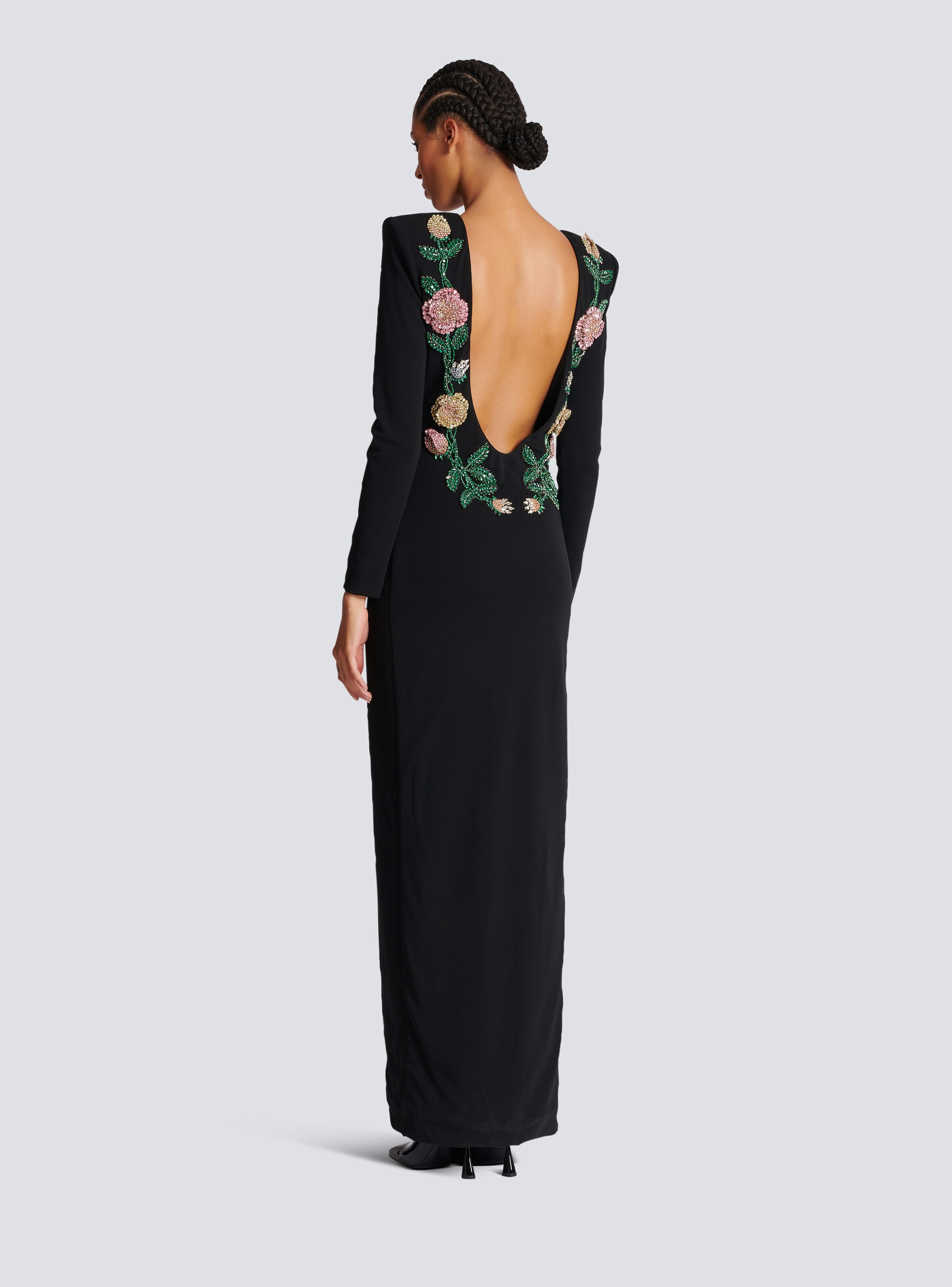 Long backless dress with Roses embroidery - 4