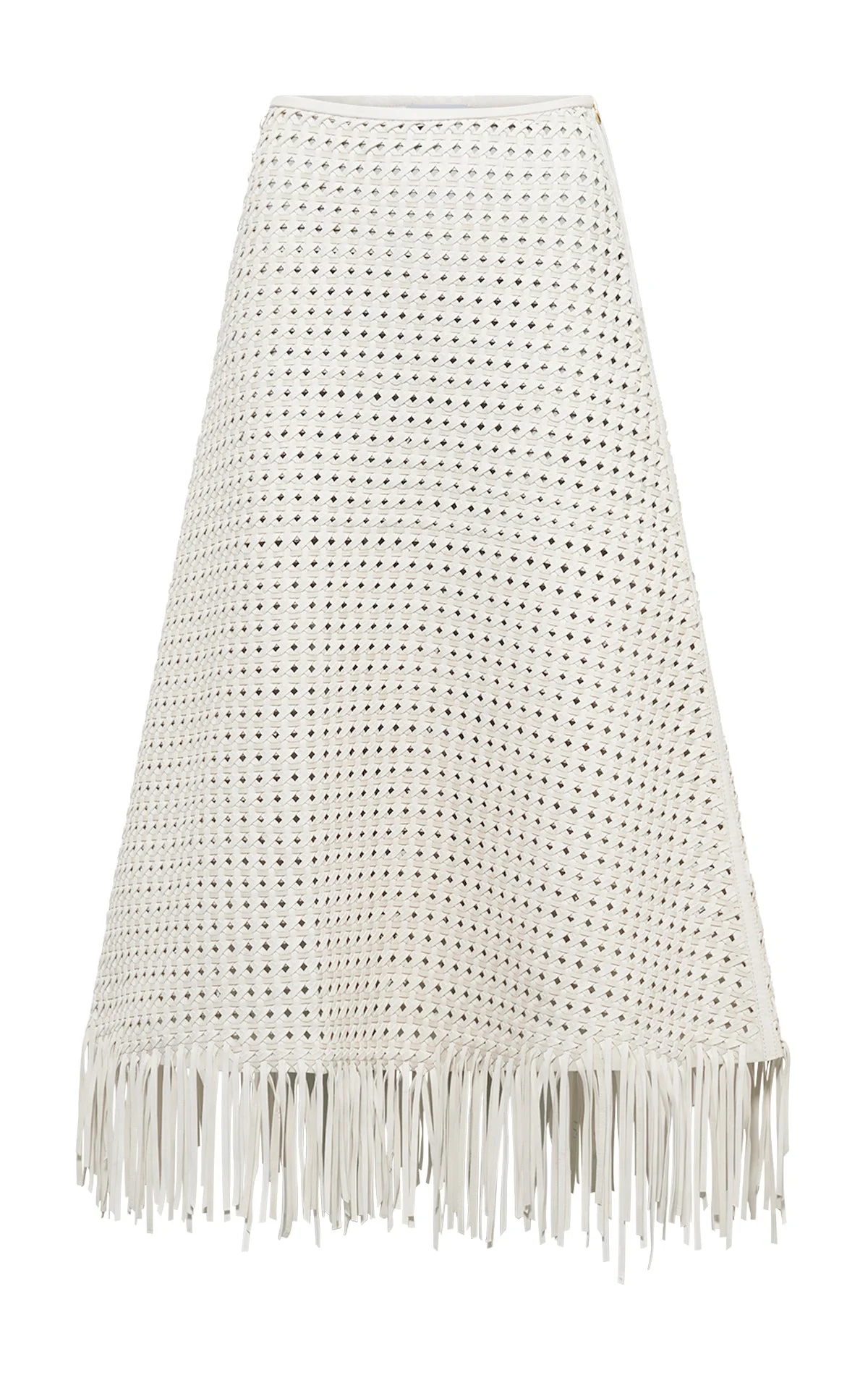 Bennie Midi Skirt in White Woven Leather - 1