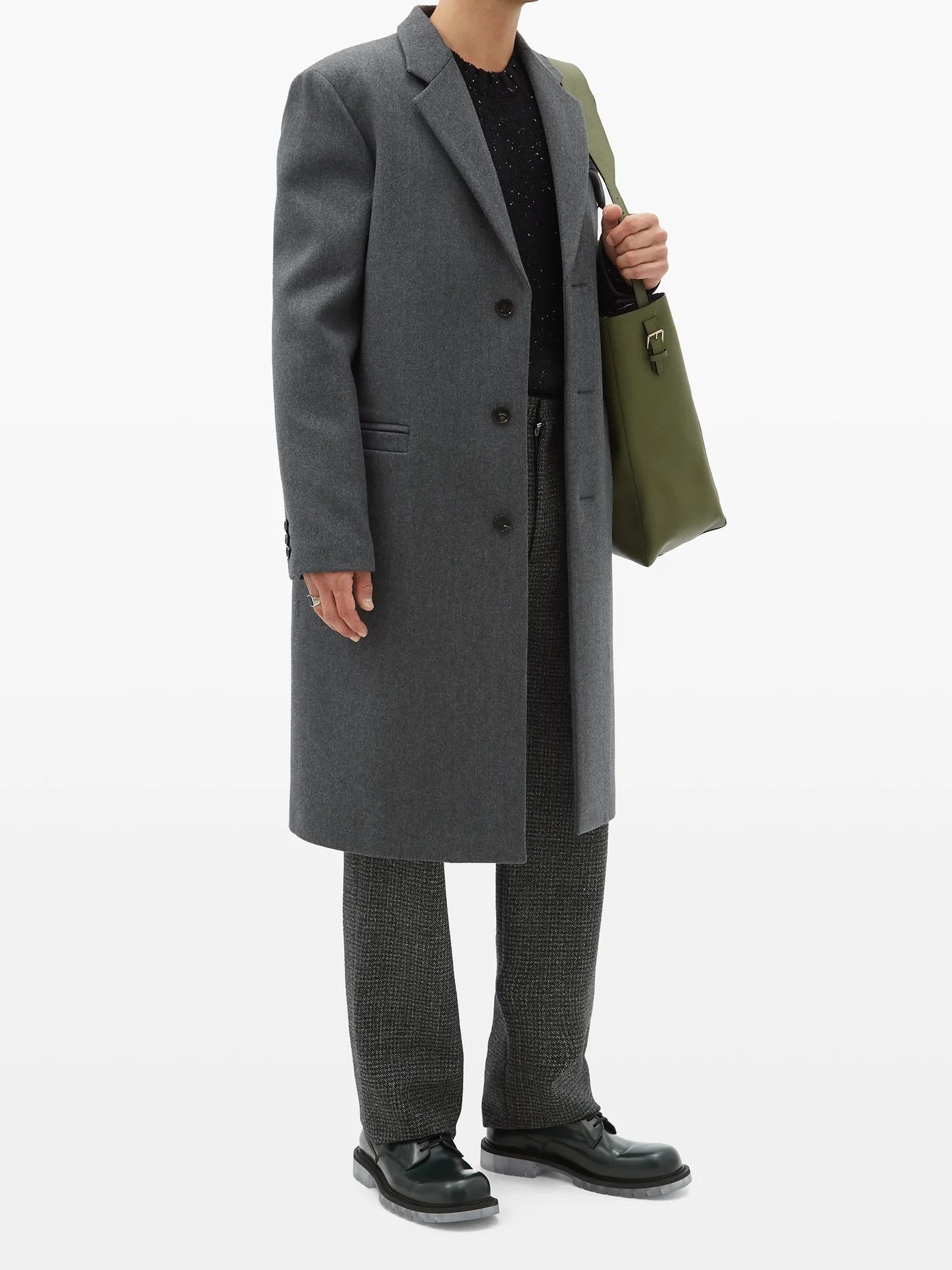 Single-breasted wool coat - 2