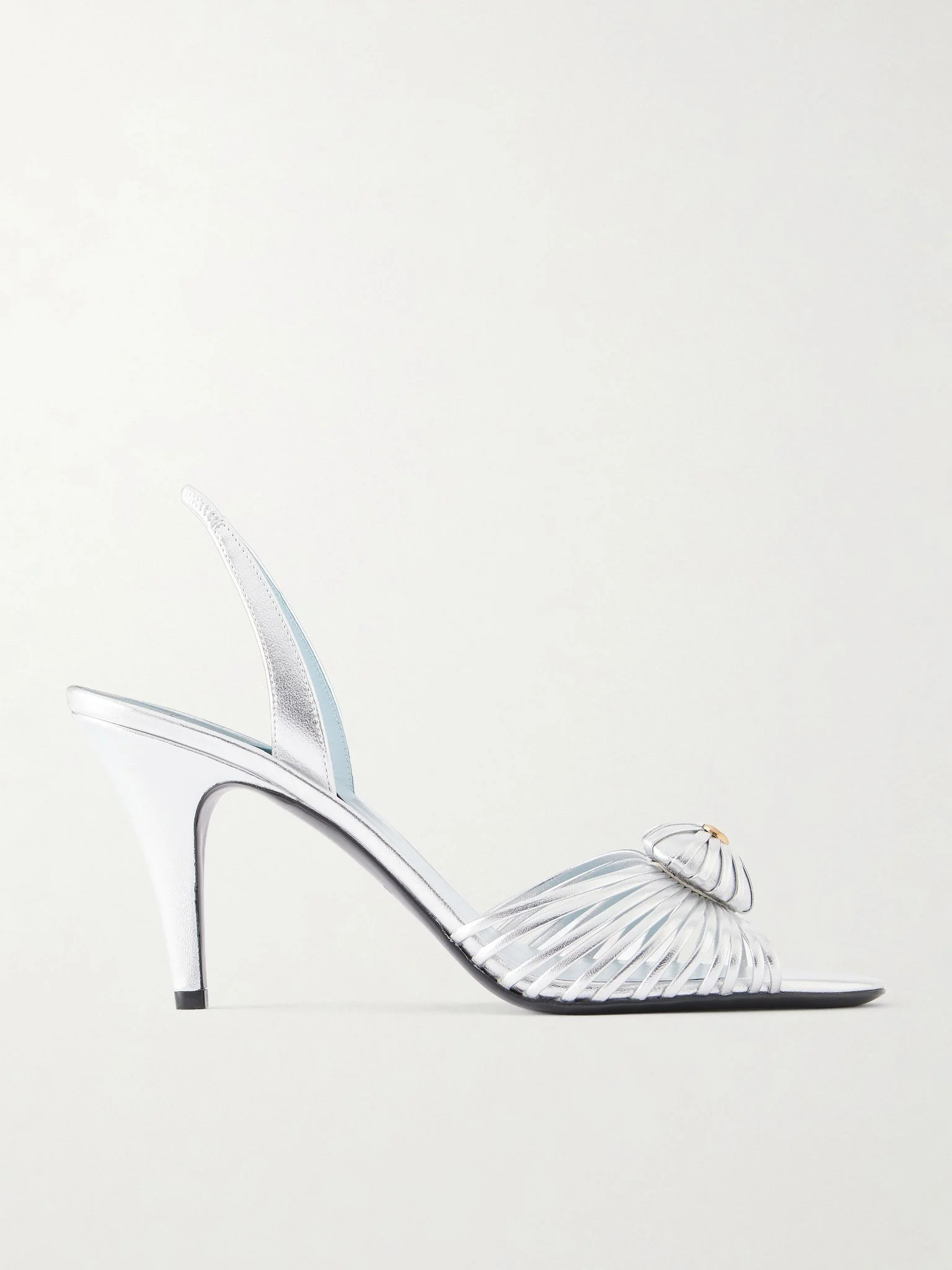 Coeur Royal 85 logo-embellished metallic leather sandals Silver - 1